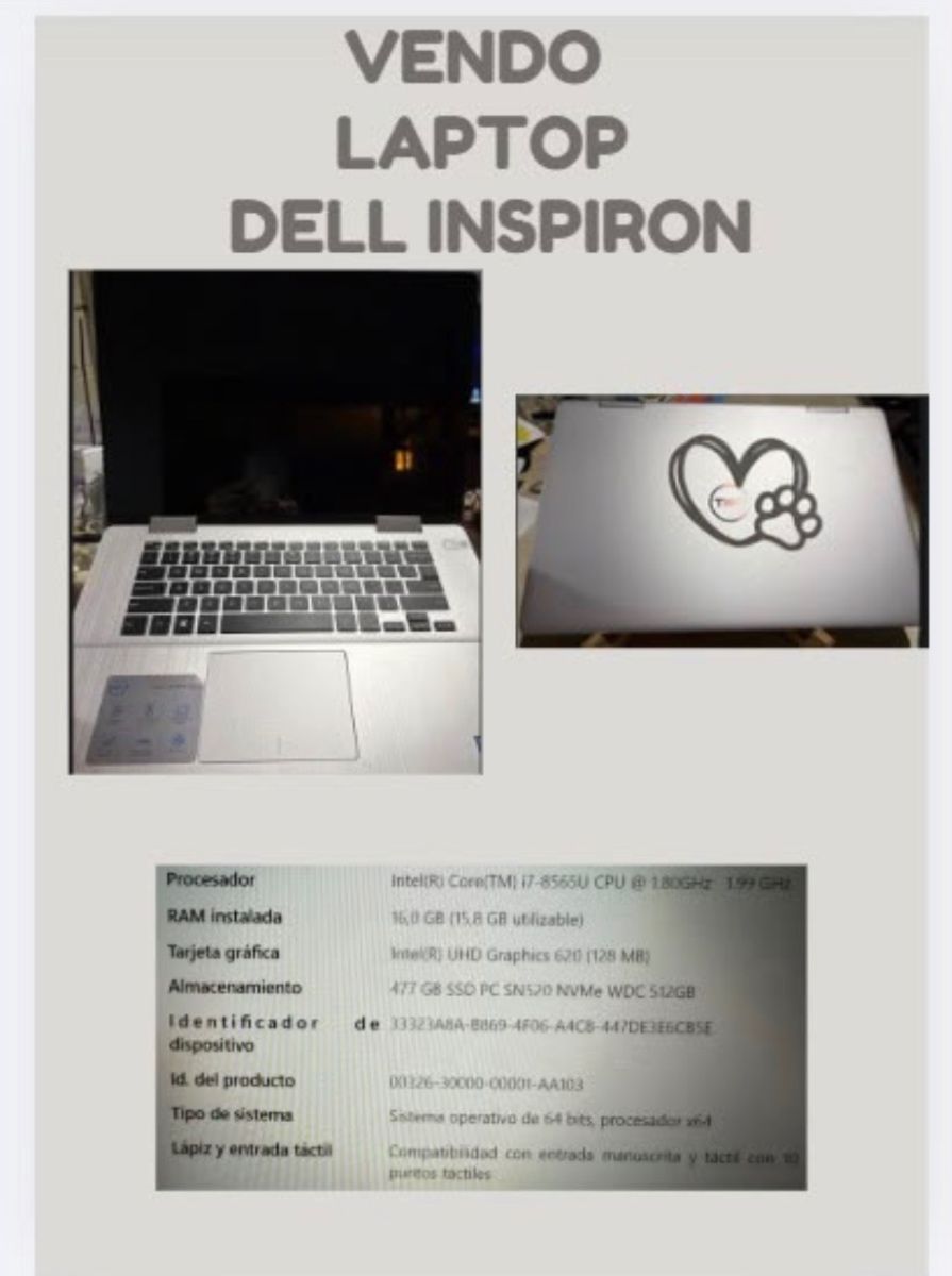 Notebook Dell Inspiron tach 2 en 1
